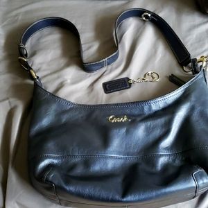 Blue Metallic Coach Bag and Keychain